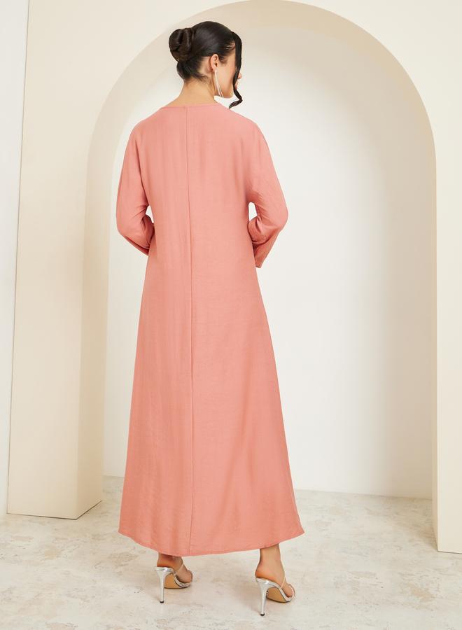 Amirah Women Peach Embellished A-Line Jalabiya - Image 4